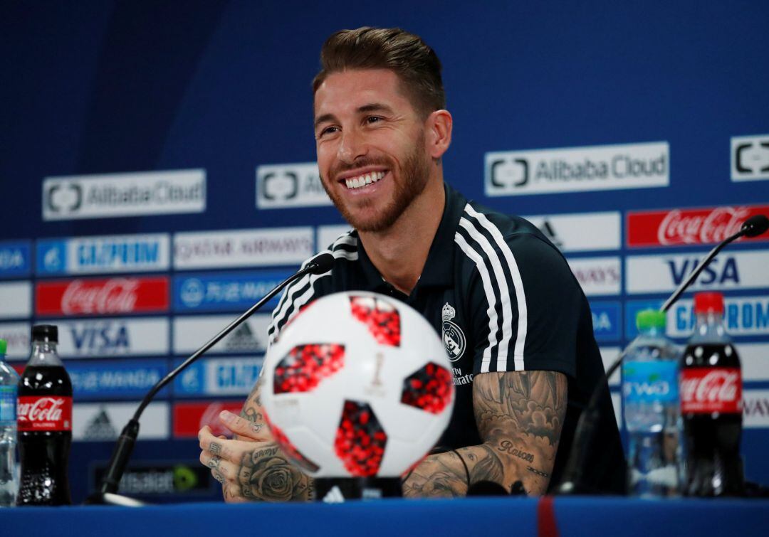 Sergio Ramos durante la rueda de prensa previa al encuentro ante el Al-Ain. 