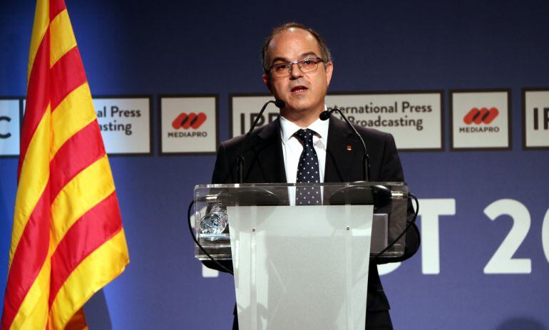 El conseller de presidencia, Jordi Turull, en rueda de prensa