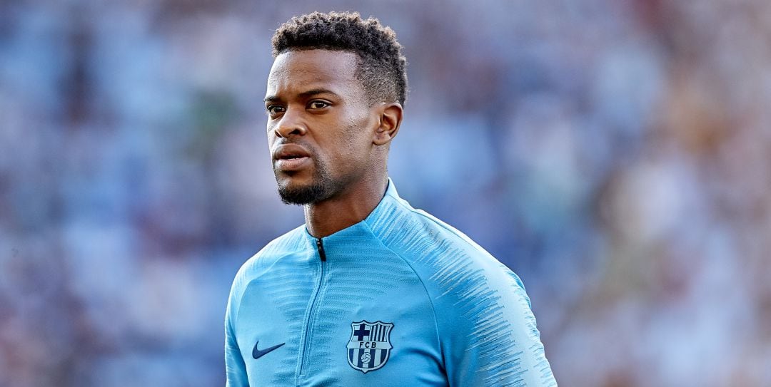 Nélson Semedo, durante un calentamiento previo a un partido con el Fútbol Club Barcelona