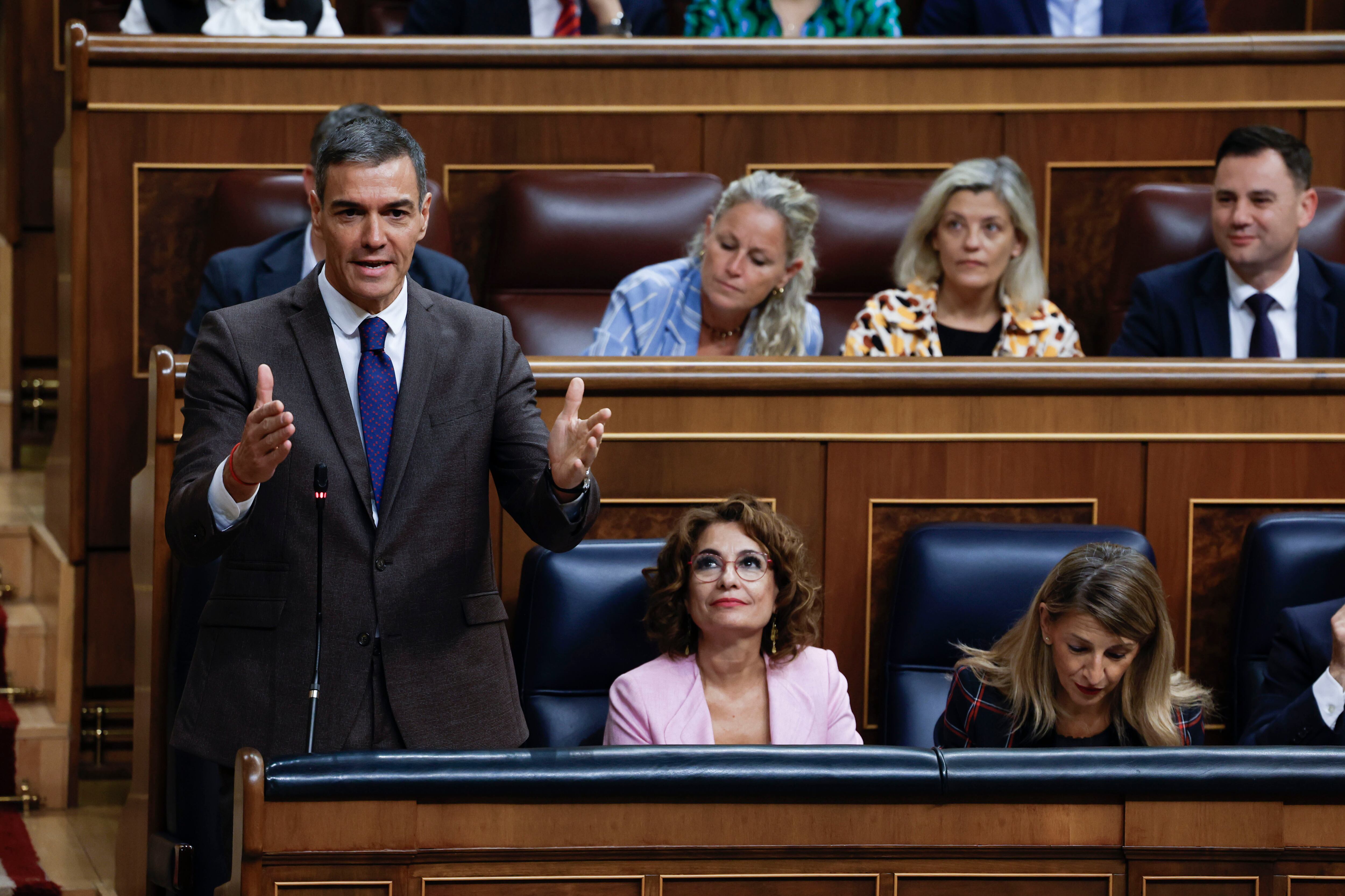 El presidente del Gobierno, Pedro Sánchez, interviene durante la sesión de control al Ejecutivo.