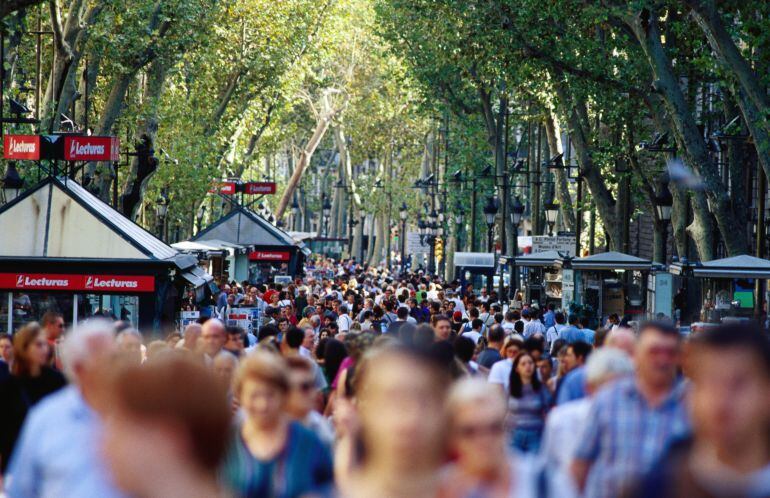 Turistas en Las Ramblas