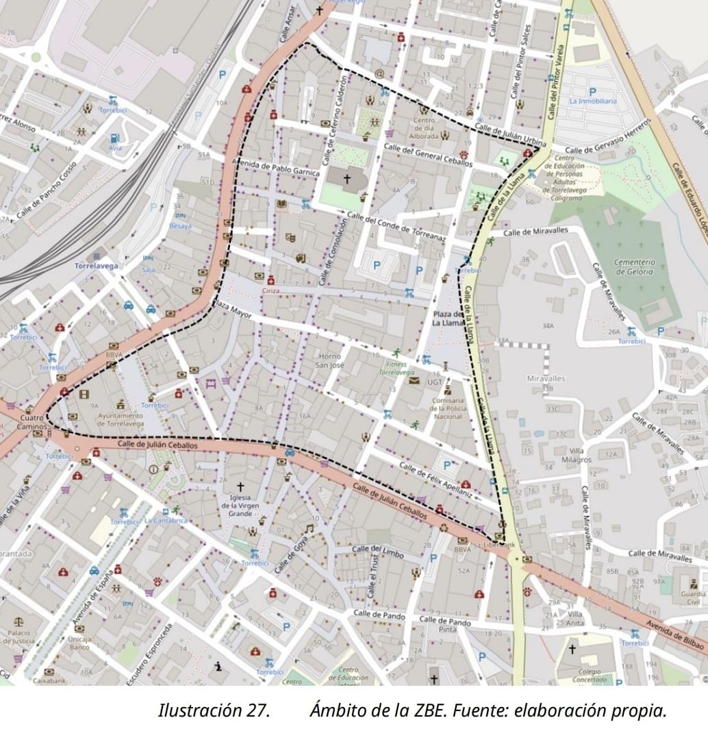 Así quedará la zona de bajas emisiones de Torrelavega.