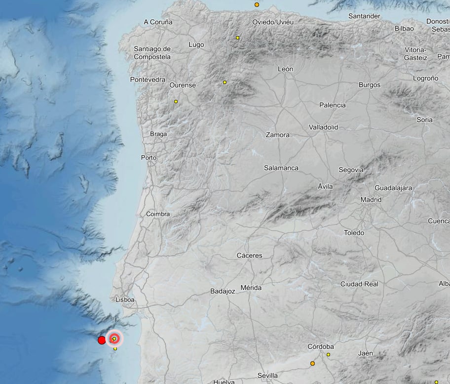 Imagen del seísmo en el mapa del Instituto Geográfico Nacional