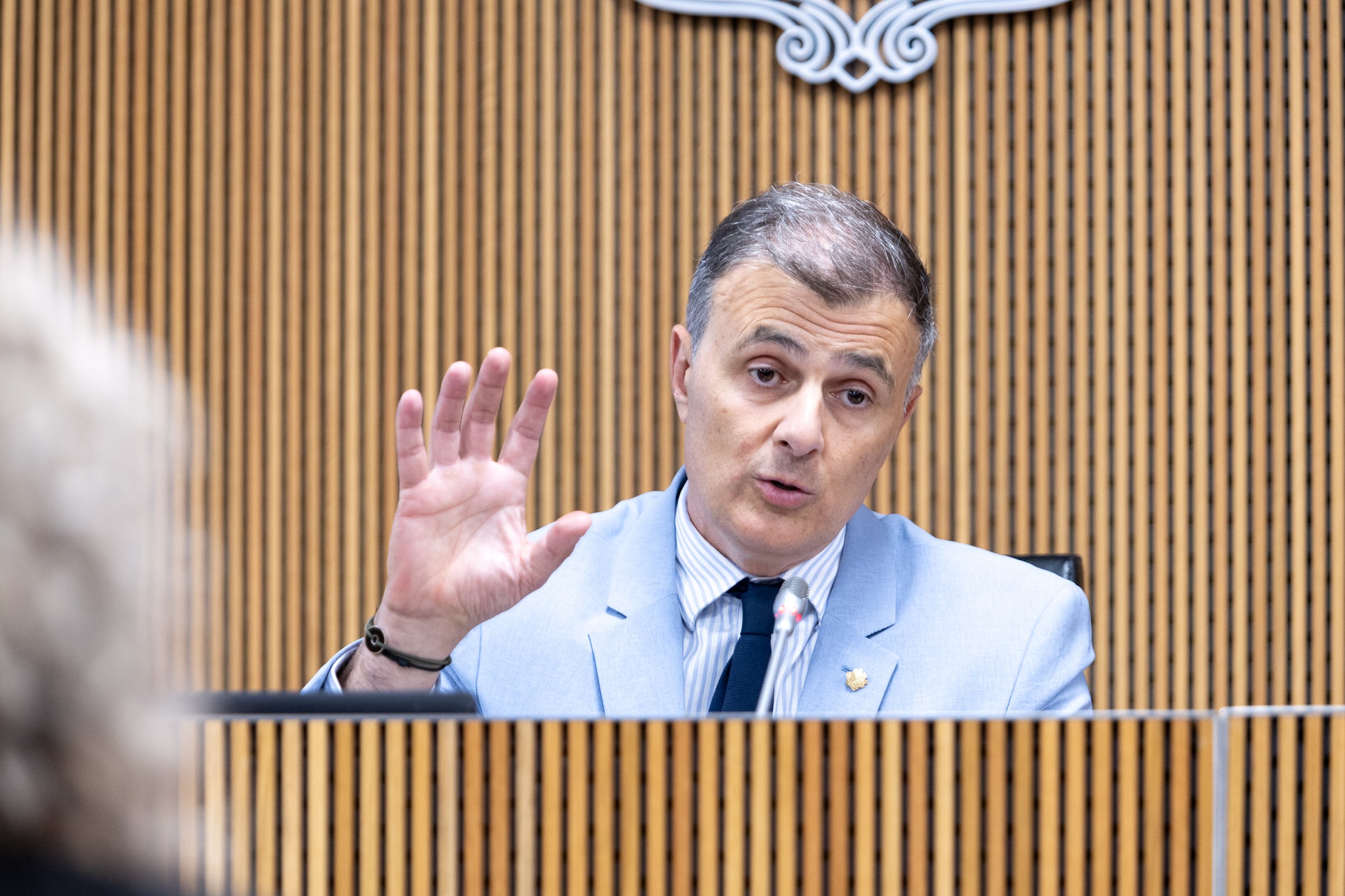 El ministre de Funció Pública i Transformació Digital, Marc Rossell, en comissió legislativa al Consell General