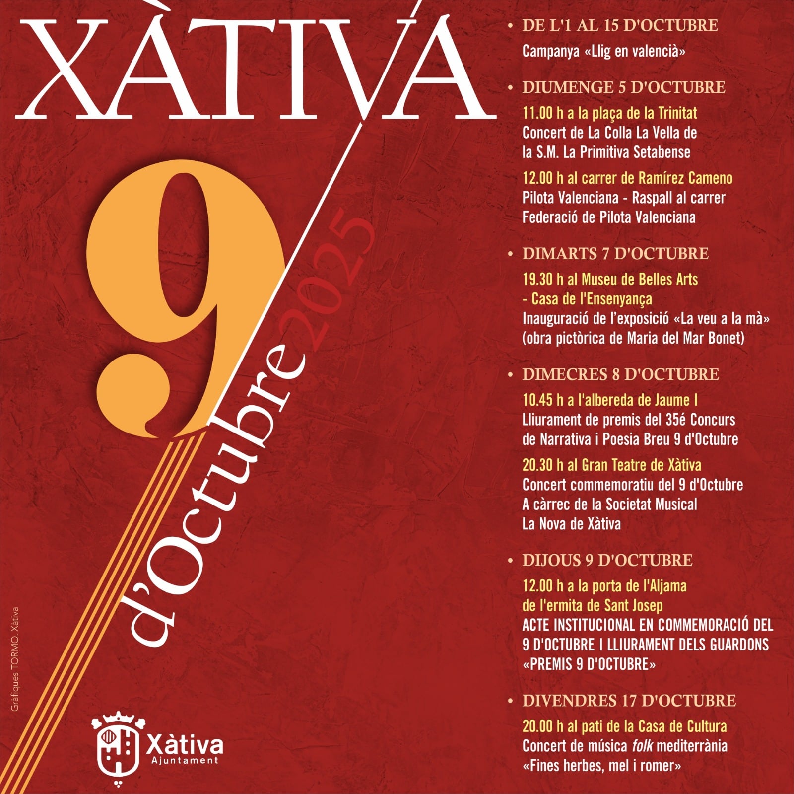 Cartel 9 d'Octubre. Fuente: Ajuntament de Xàtiva