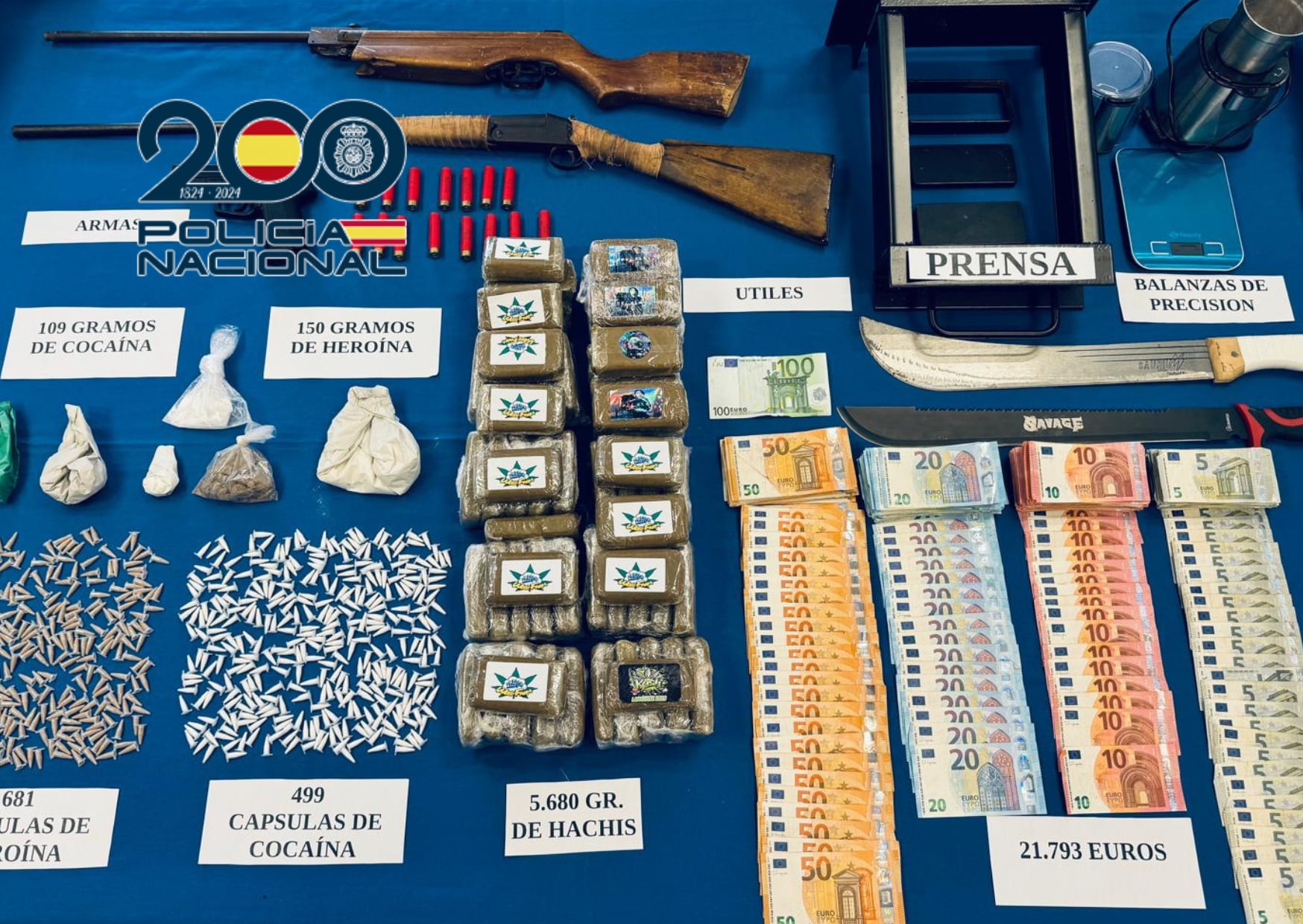 Parte del material incautado en la operación en San Juan de Dios