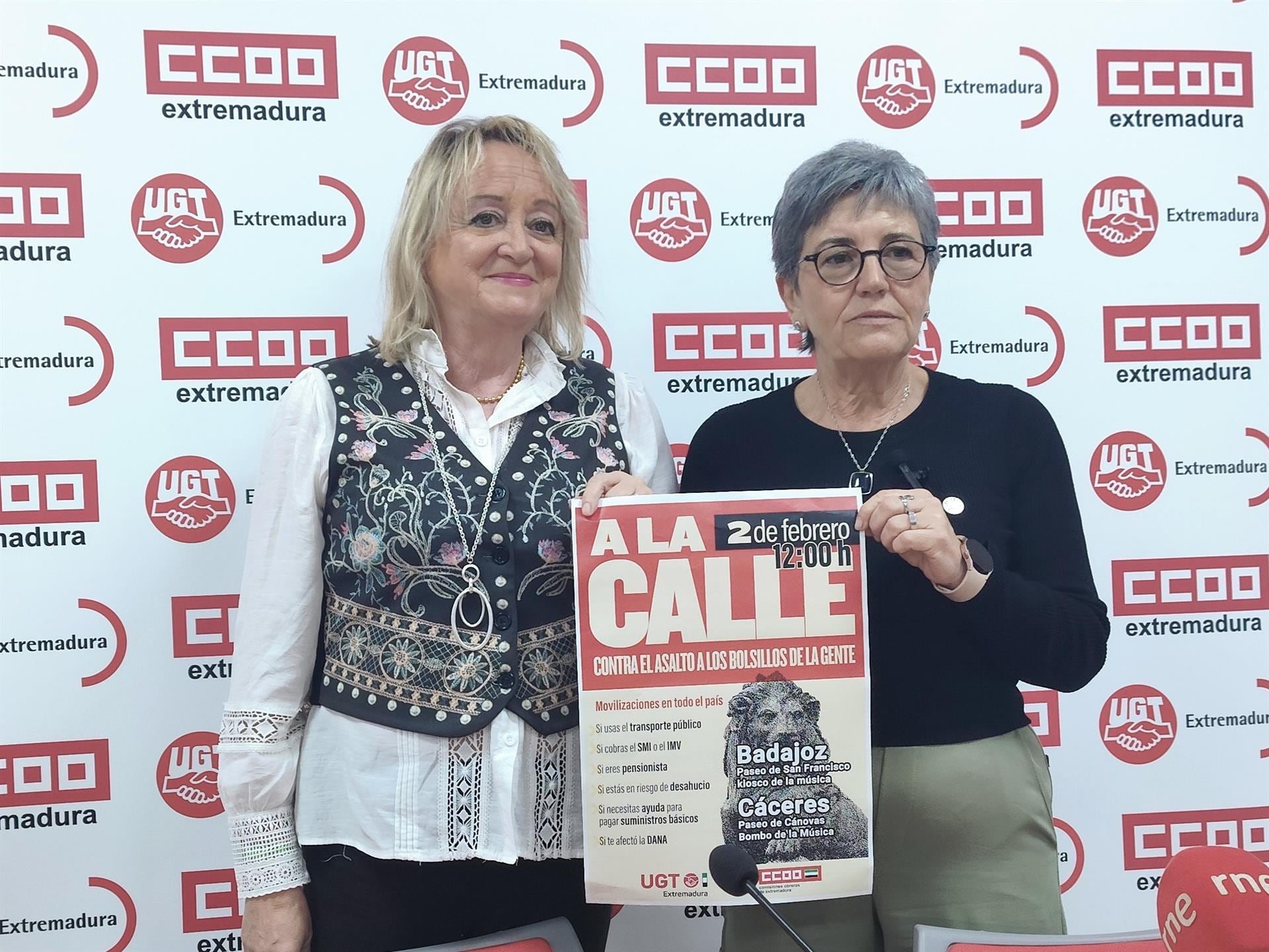 Convocatoria de movilizaciones UGT y CCOO para el 2 de febrero