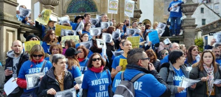 Personal de Justicia durante una de las protestas.
