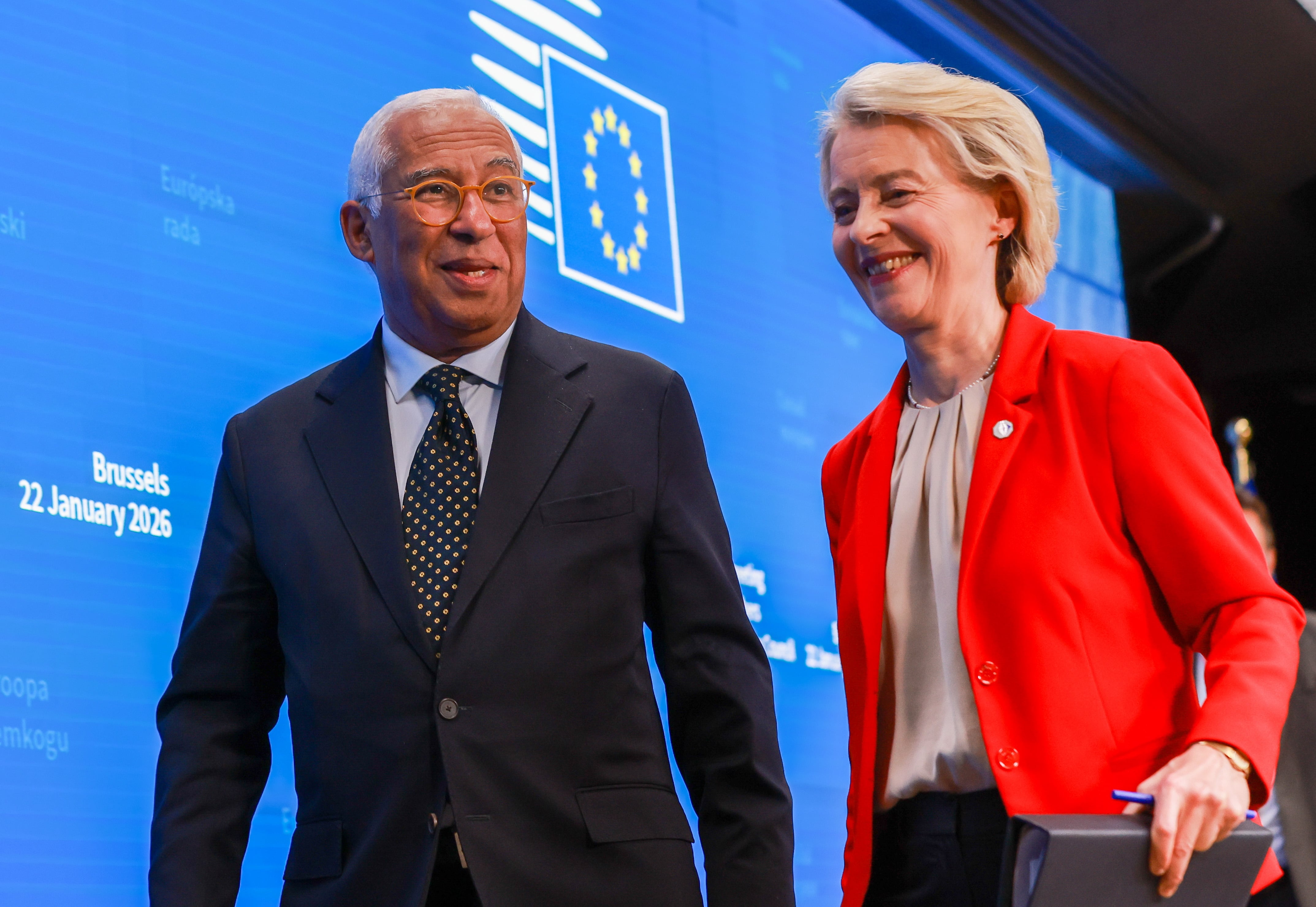 El presidente del Consejo Europeo, Antonio Costa, junto a la presidenta de la Comisión, Ursula von der Leyen, en la cumbre de Bruselas.