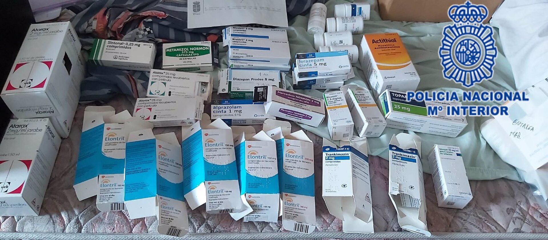 Medicamentos incautados por la Policía Nacional en los registros realizados tras la detención de dos jóvenes de Gijón y Langreo por falsificar recetas médicas.