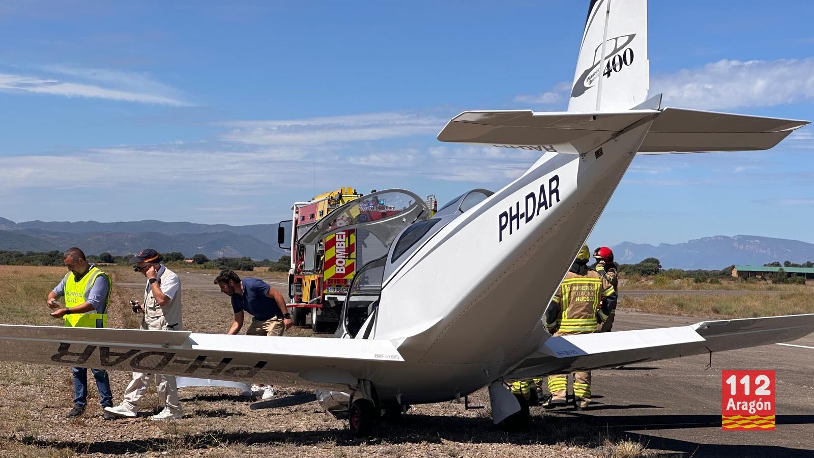 La avioneta siniestrada en el aeropuerto de Santa Cilia