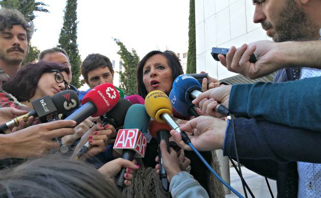 Pilar Abel atiende a los medios tras el juicio