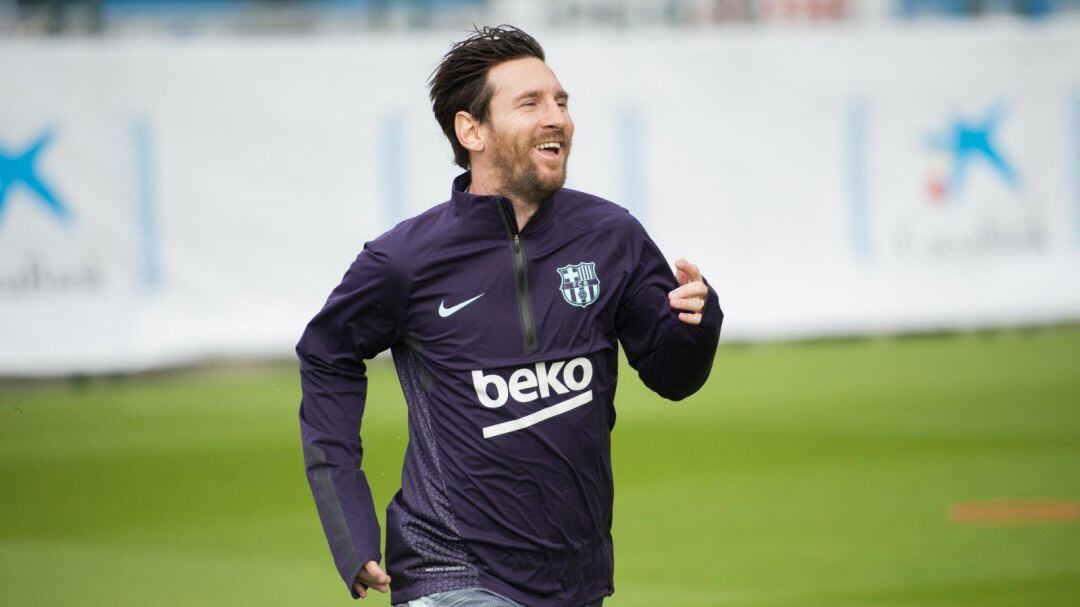 Messi, durante el entrenamiento. 