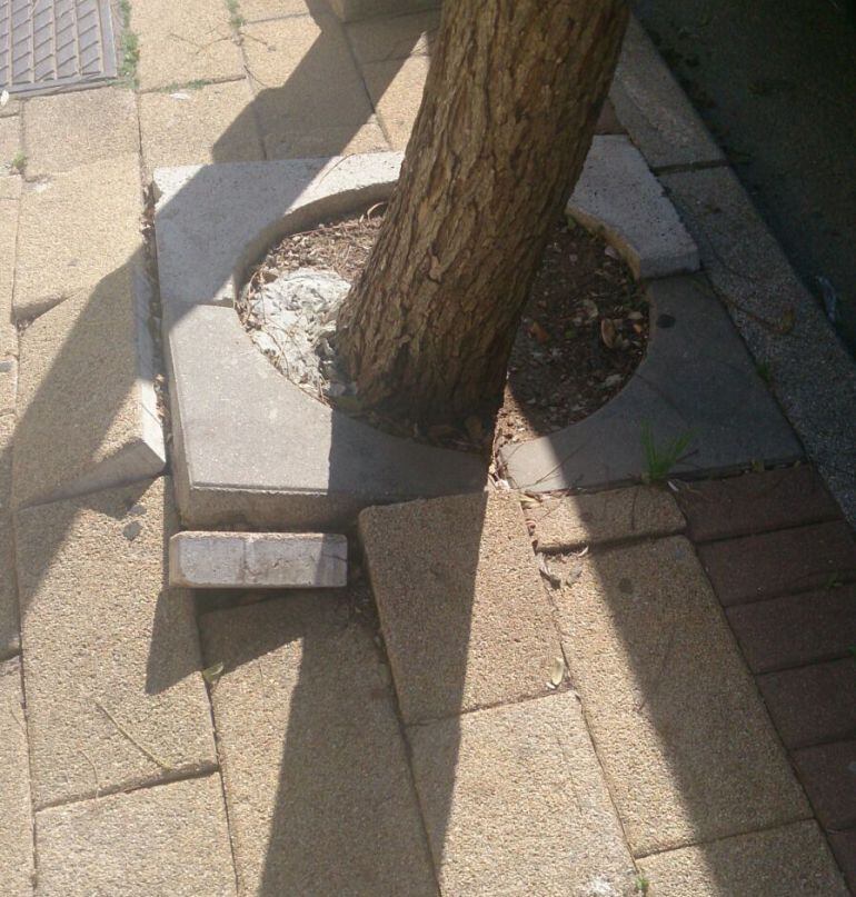 Estado de las aceras en la barriada de San Bernabé en Algeciras.