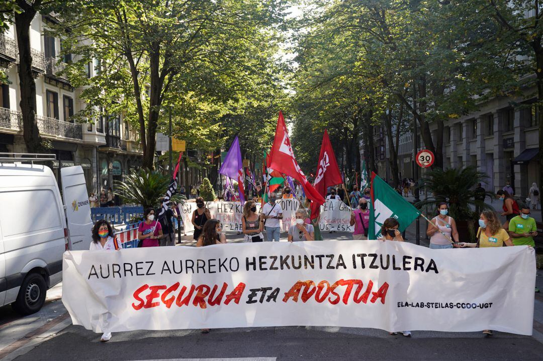 Momento de la manifestación en Bilbao.