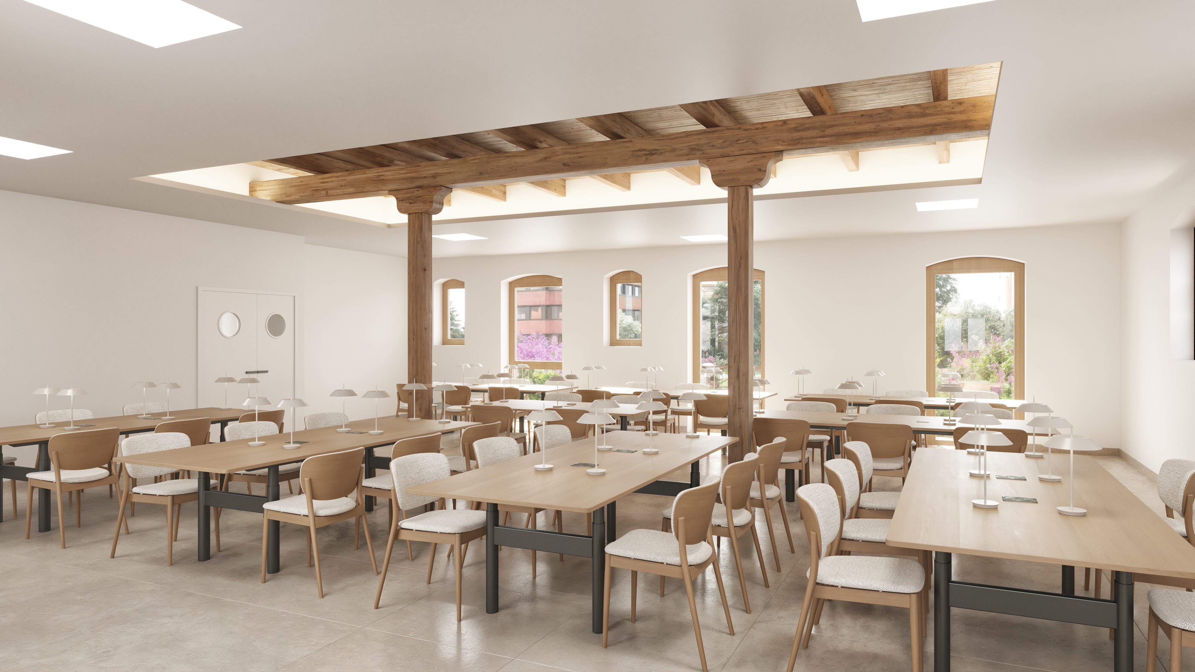 Infografía del aspecto que presenta la planta primera donde se ubicará la sala de estudio en el Centro Cívico La Alcoholera