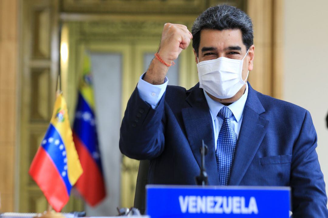 El presidente venezolano Nicolás Maduro, durante una videoconferencia con otros líderes de la Alianza Bolivariana.