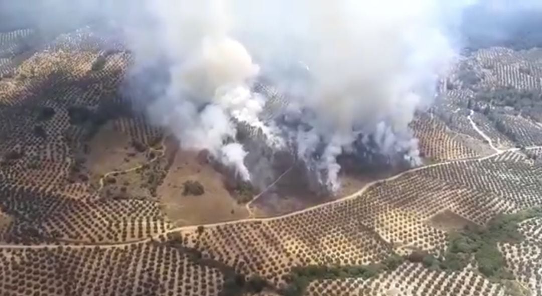 Vista aérea del incendio.