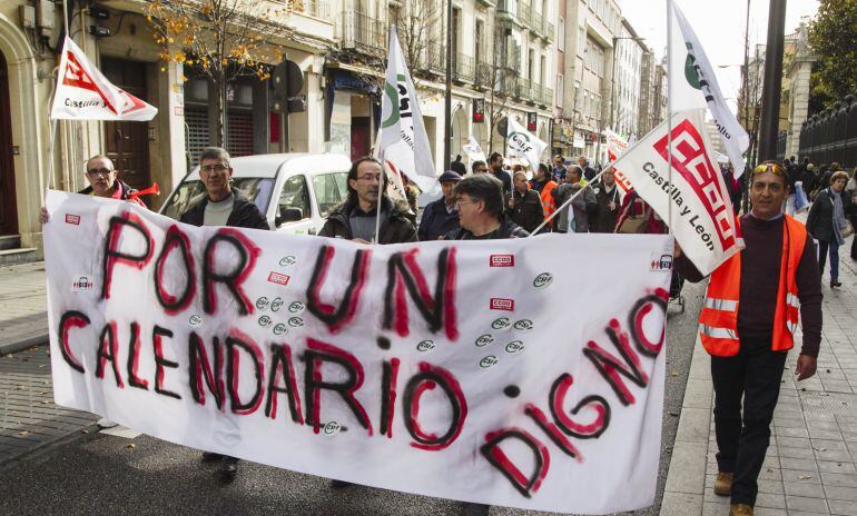 Manifestación de trabajadores de Auvasa por el centro de Valladolid