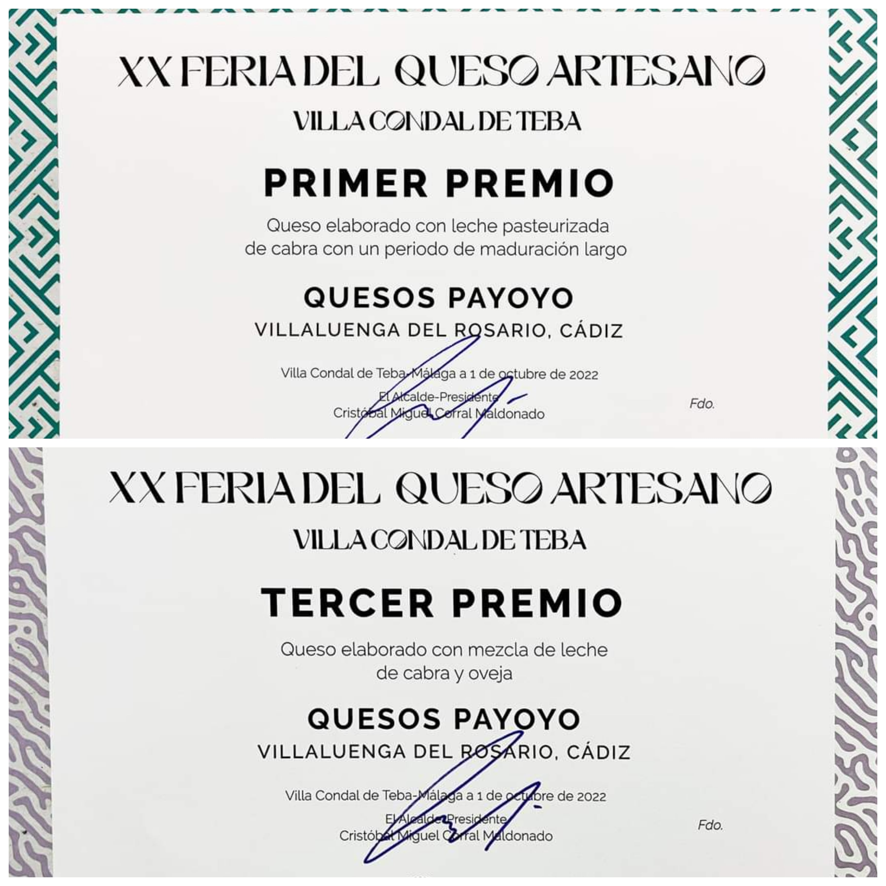 La empresa Queso Payoyo SL acumula dos nuevos premios.