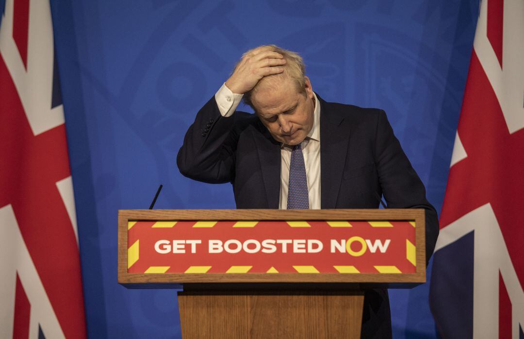 Boris Johnson en una rueda de prensa