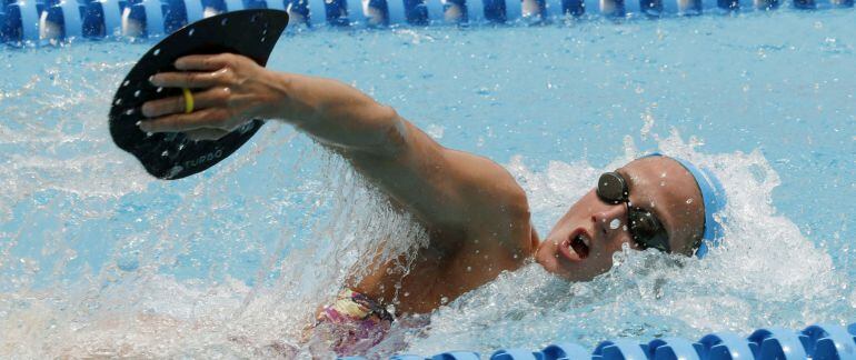 La nadadora Mireia Belmonte durante los entrenamiento del equipo olímpico español de natación 