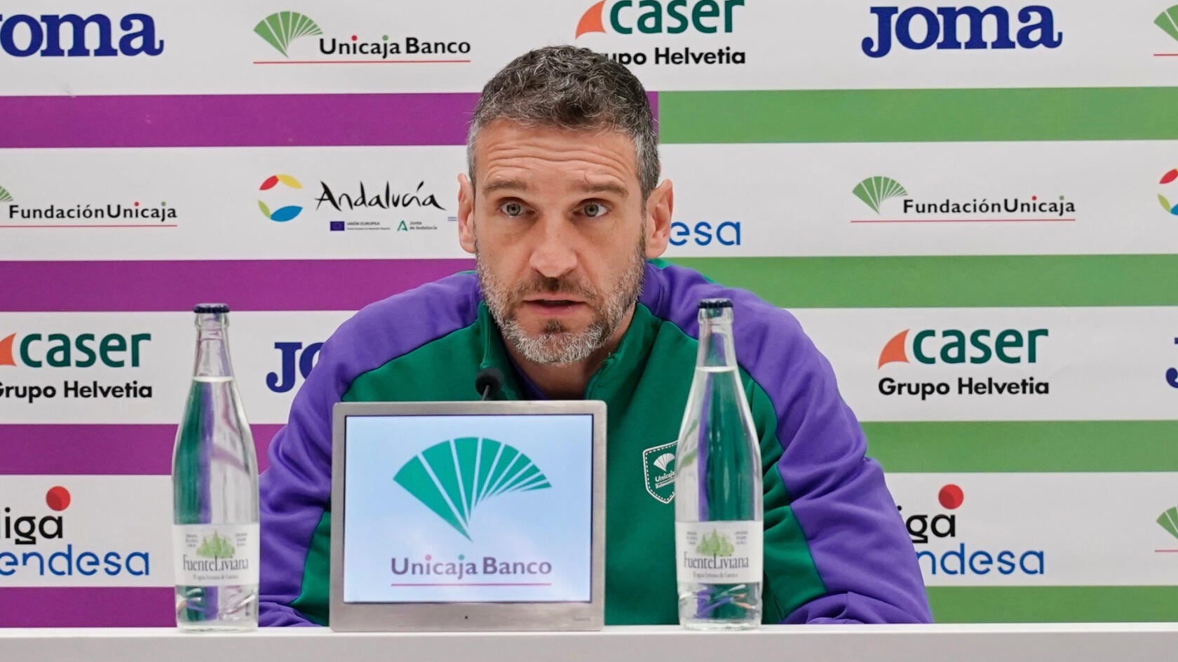 Ibon Navarro, en la sala de prensa del Martín Carpena