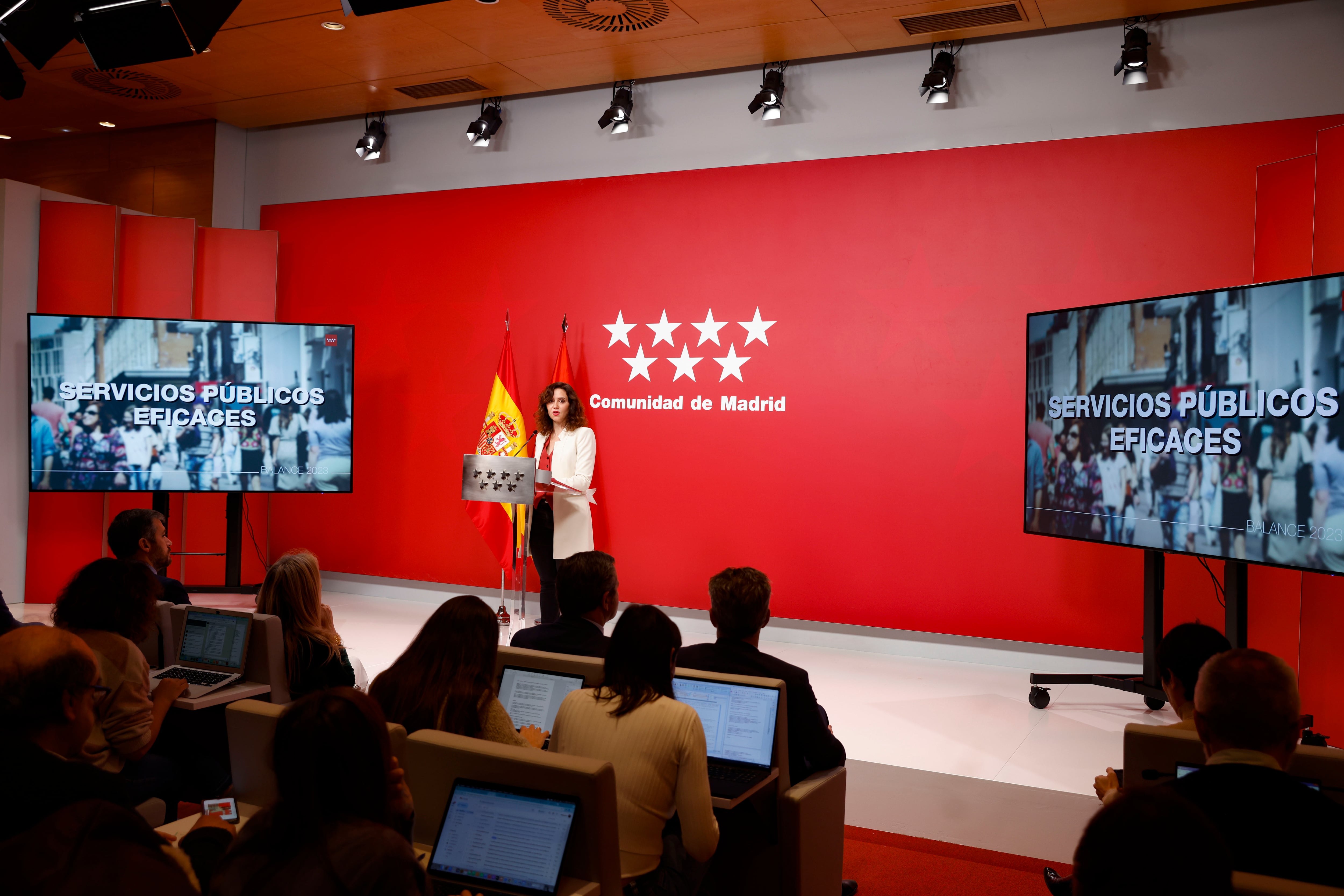 La presidenta de la Comunidad de Madrid, Isabel Díaz Ayuso durante la rueda de prensa tras la reunión del Consejo de Gobierno celebrada este miércoles en la Real Casa de Correos