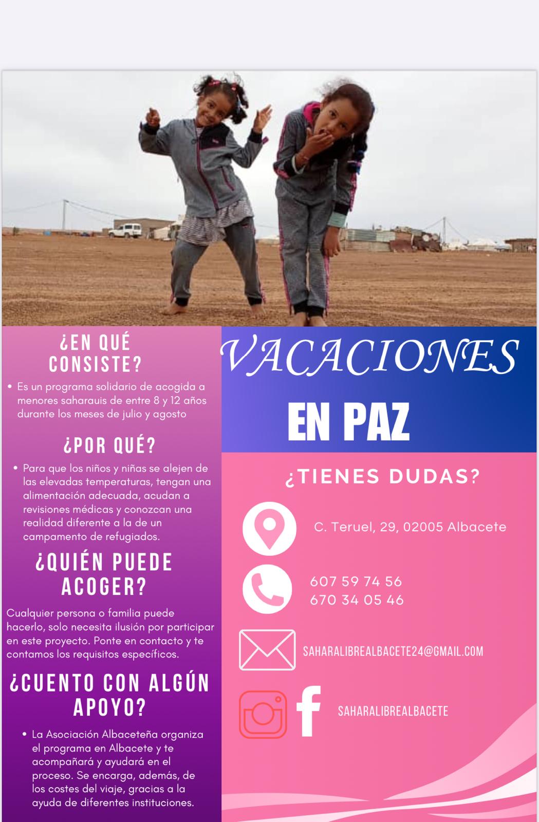 Programa 'Verano solidario con la infancia saharaui. Vacaciones en Paz 2025'.