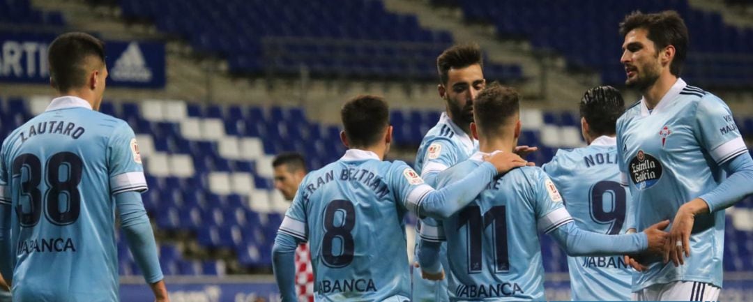 El Celta celebra el gol de Emre