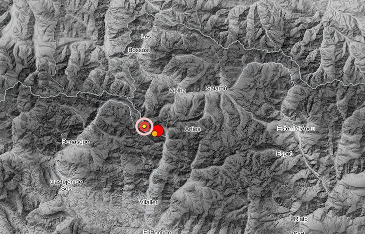 Página del Instituto Geográfico Nacional mostrando la zona del seísmo