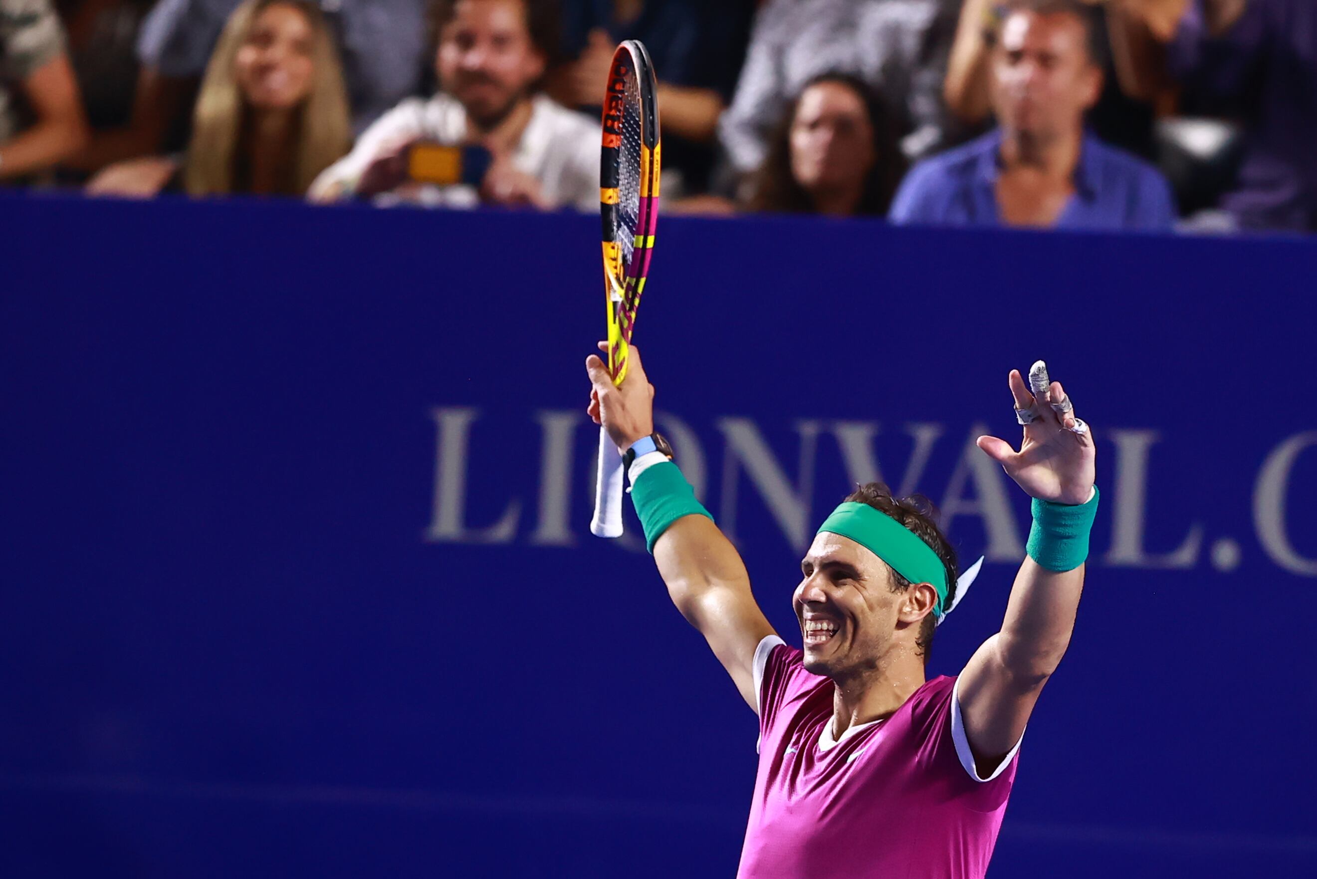 Rafael Nadal celebra al ganar el Abierto Mexicano de Tenis ante Cameron Norrie en Acapulco (México). EFE/David Guzmán González