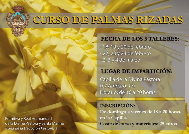 Cartel del curso de palmas rizadas organizado por la Pastora de Santa Marina