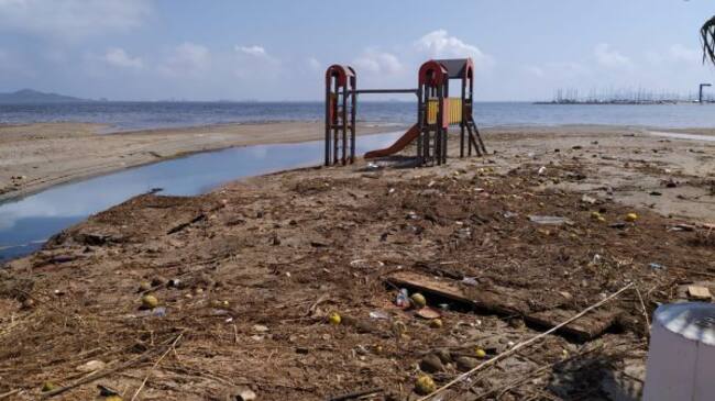Este es el panorama que presenta la playa en Los Urrutias
