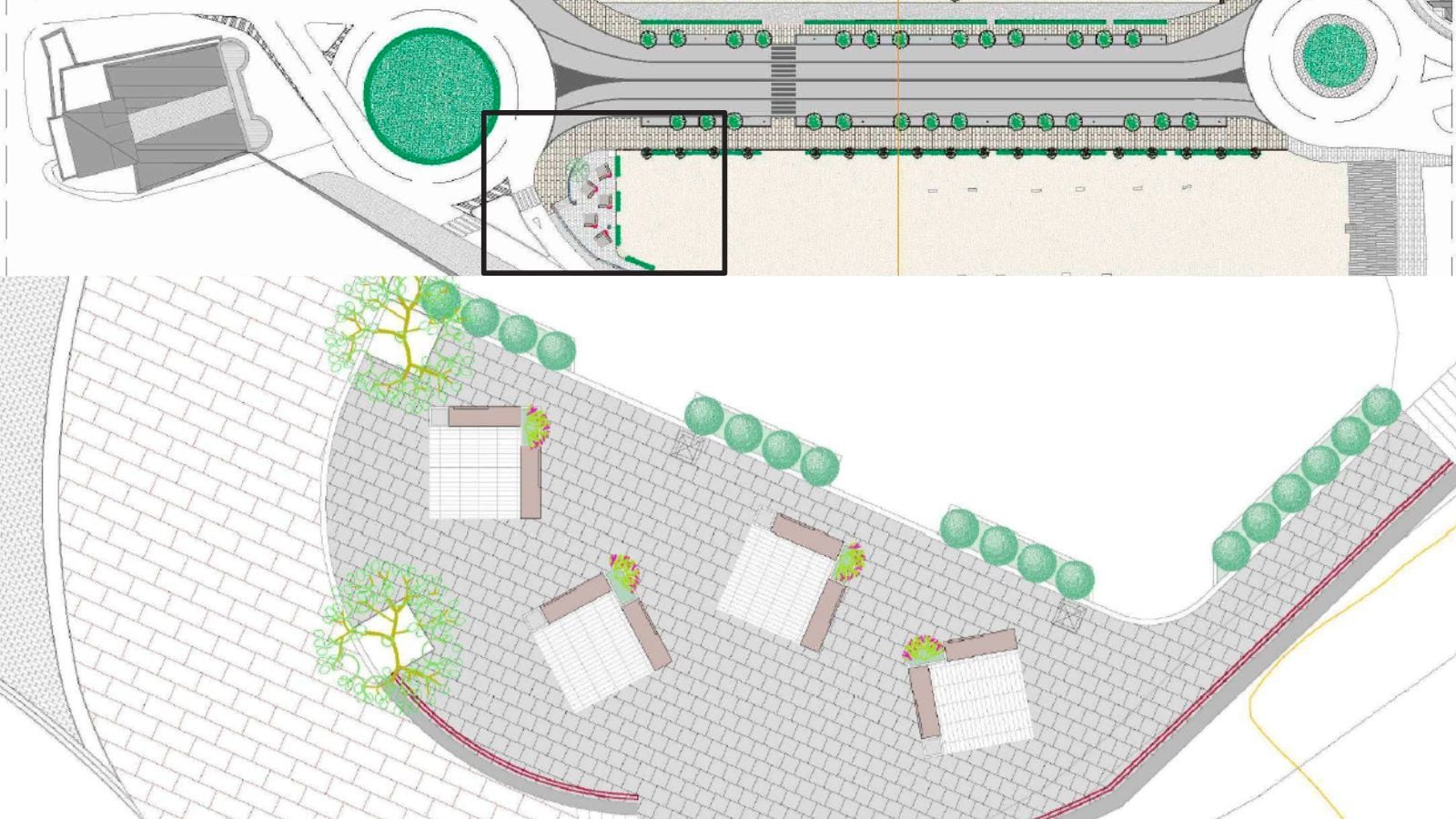 Imagen del mirador que se quiere construir junto a la Puerta de Bisagra en el parque de Sisebuto de Toledo