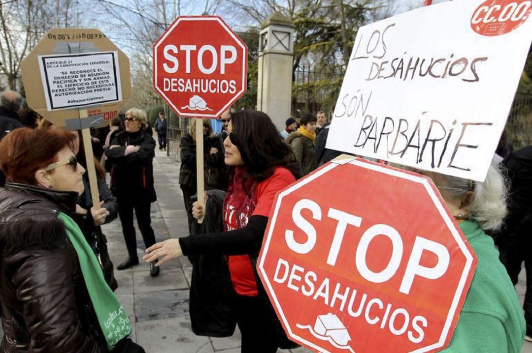 Imagen de una protesta antidesahucios en Madrid