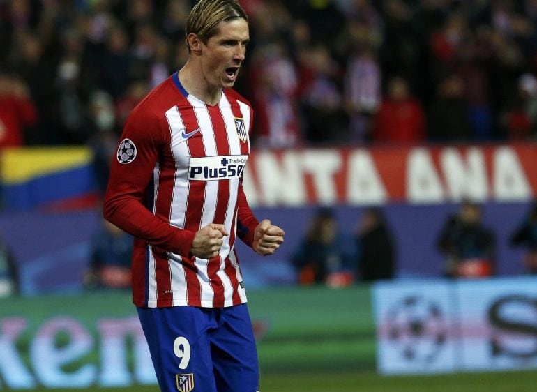 Fernando Torres celebra la clasificación del Atlético de Madrid