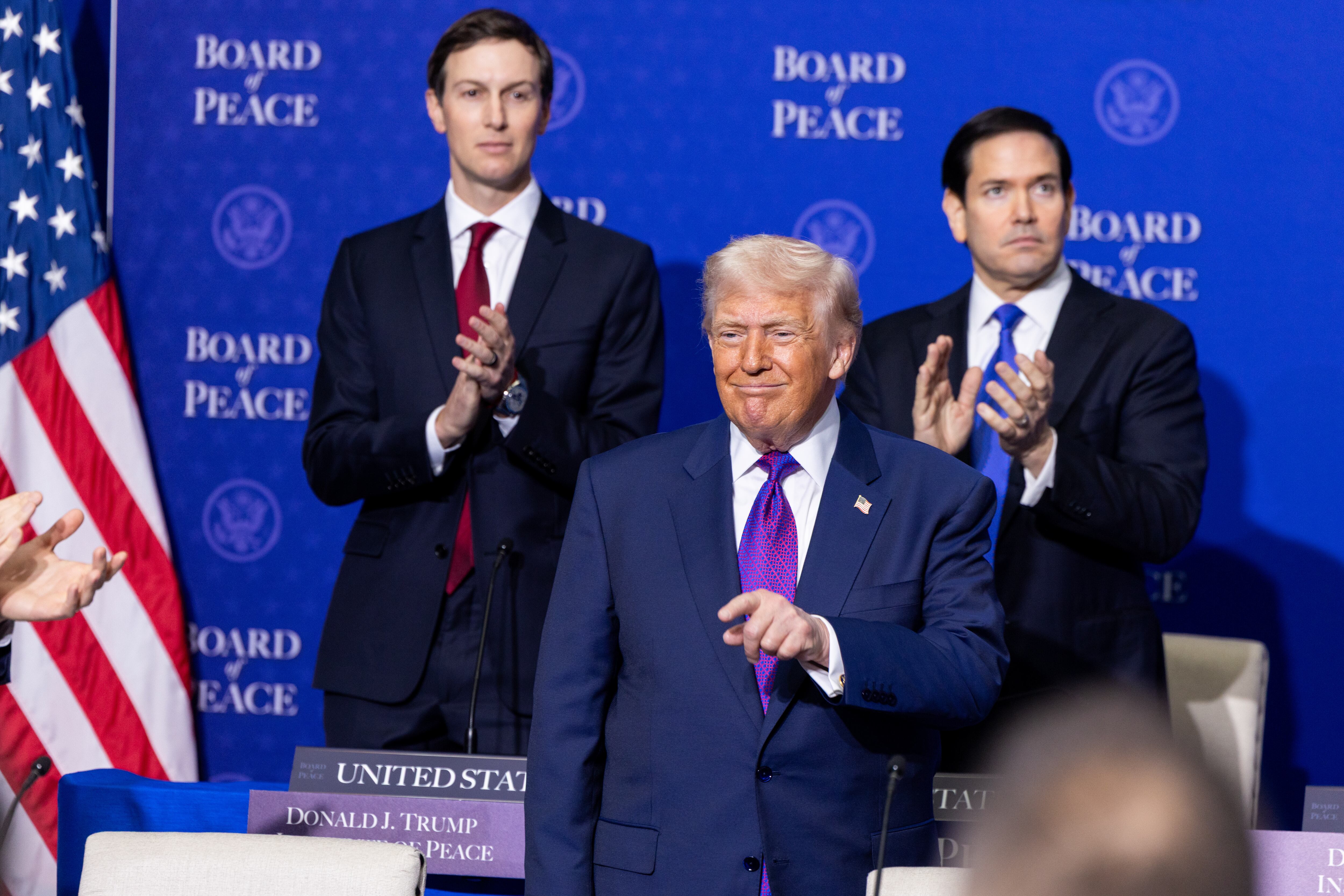 Donald Trump durante el acto de presentación de la Junta de la Paz este jueves en Washington