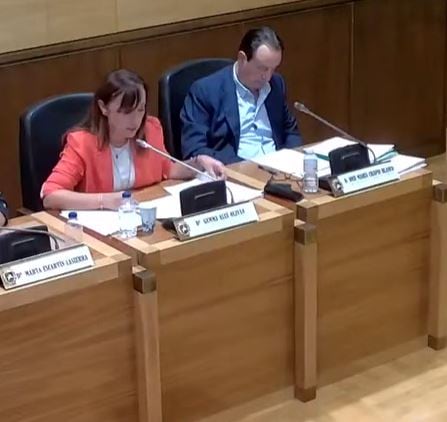 Gemma Allué, en un pleno del Ayuntamiento de Huesca