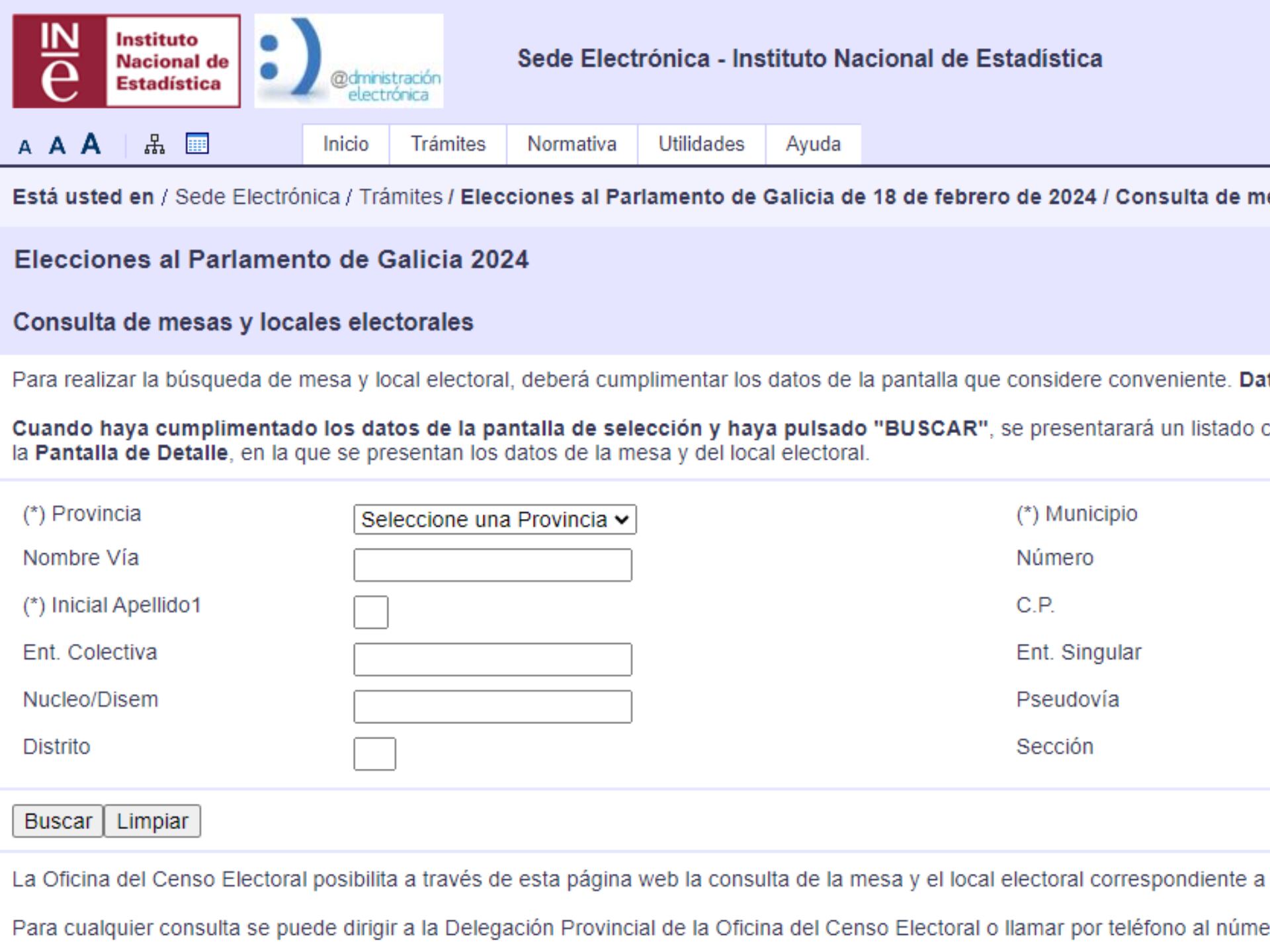 Así es el portal del INE que permite comprobar los colegios y mesas electorales.