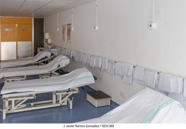 Zona reformada con tomas de oxígeno en el Hospital de Guadalajara