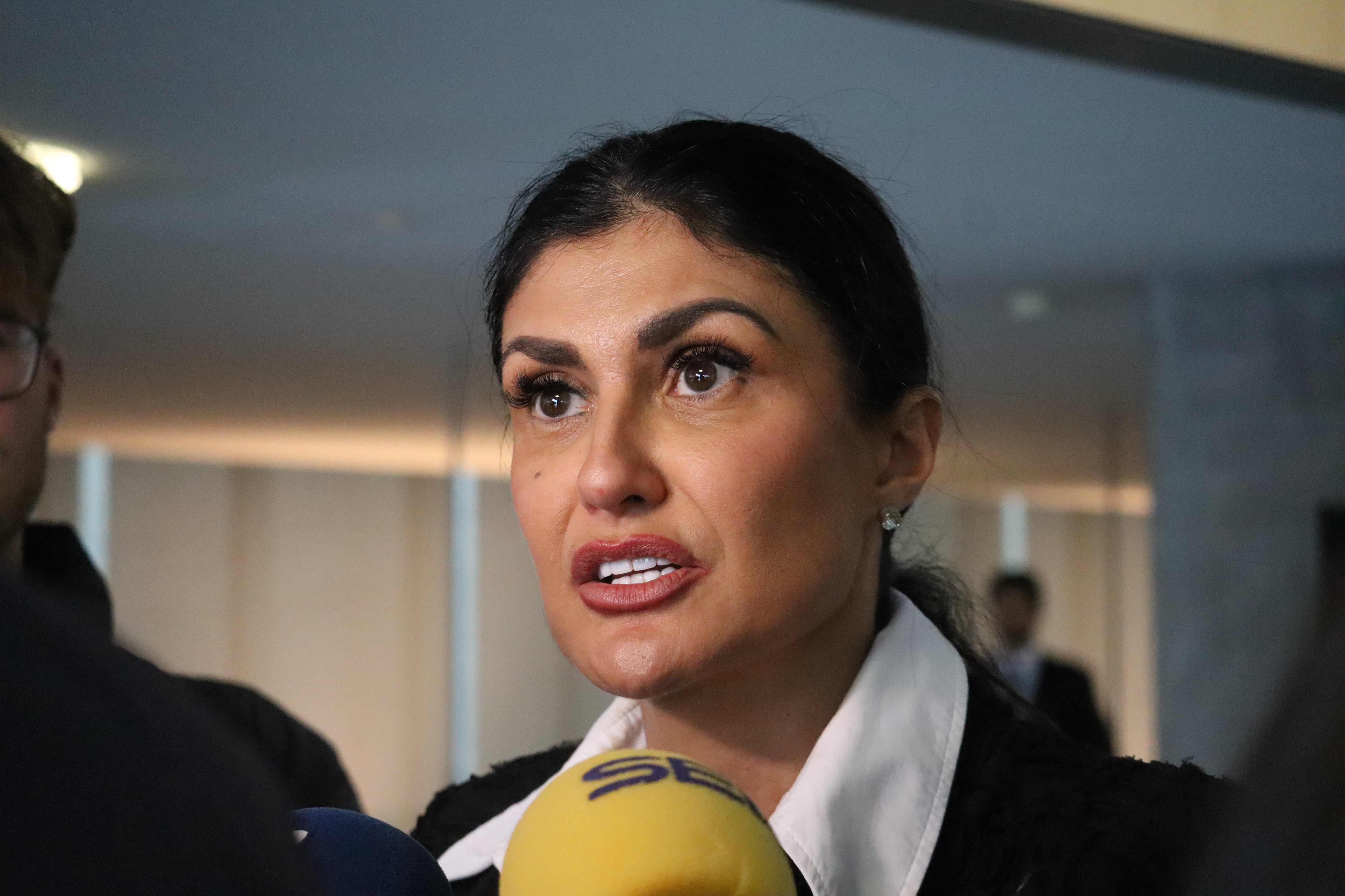 Carine Montaner, durant les declaracions posteriors al discurs del síndic general