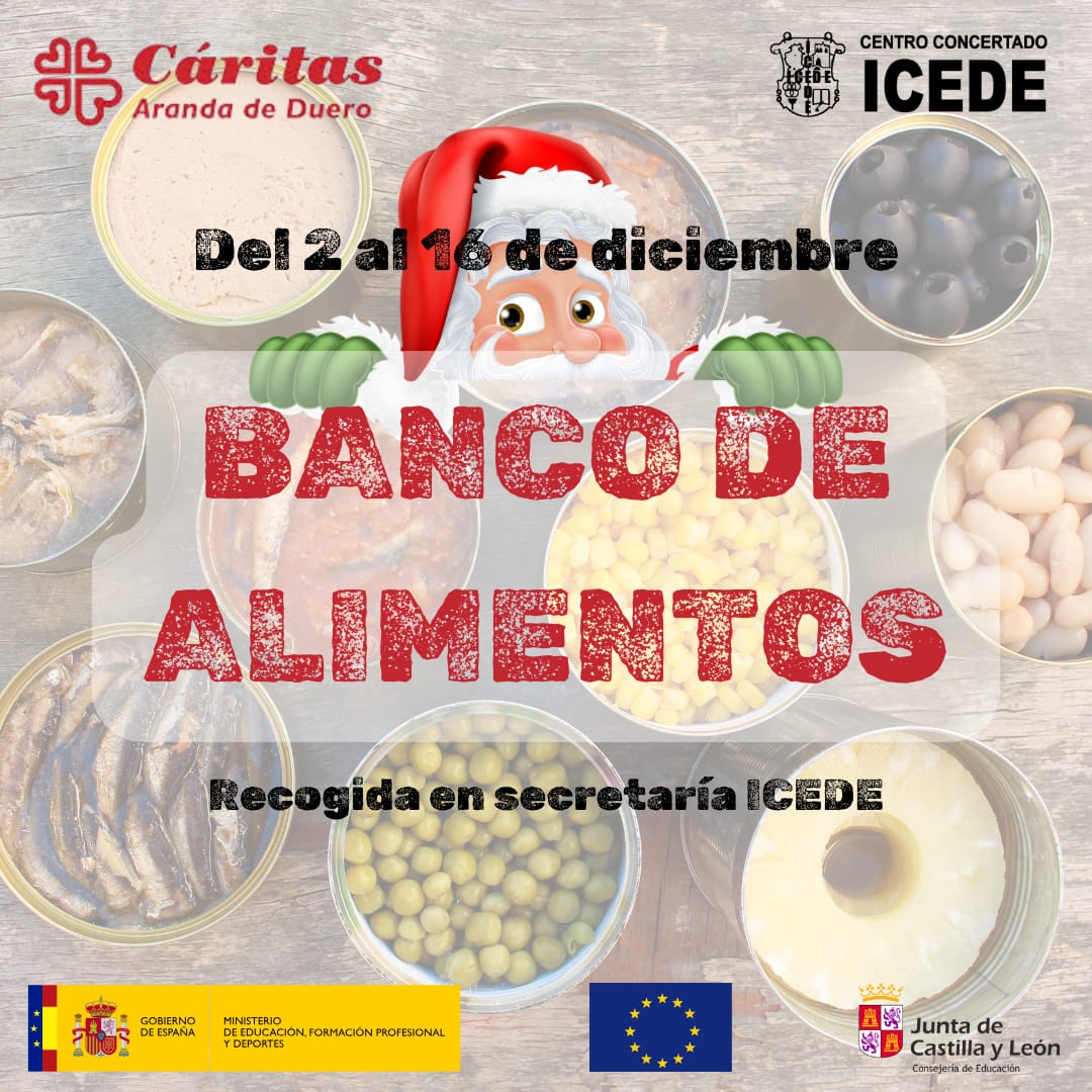 Cartel del Banco de Alimentos de ICEDE para Cáritas Aranda