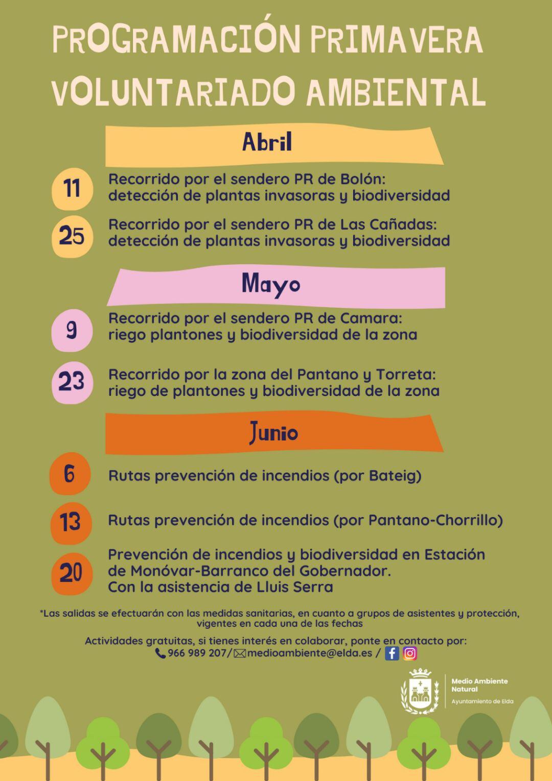 Calendario de actividades de voluntariado ambiental 