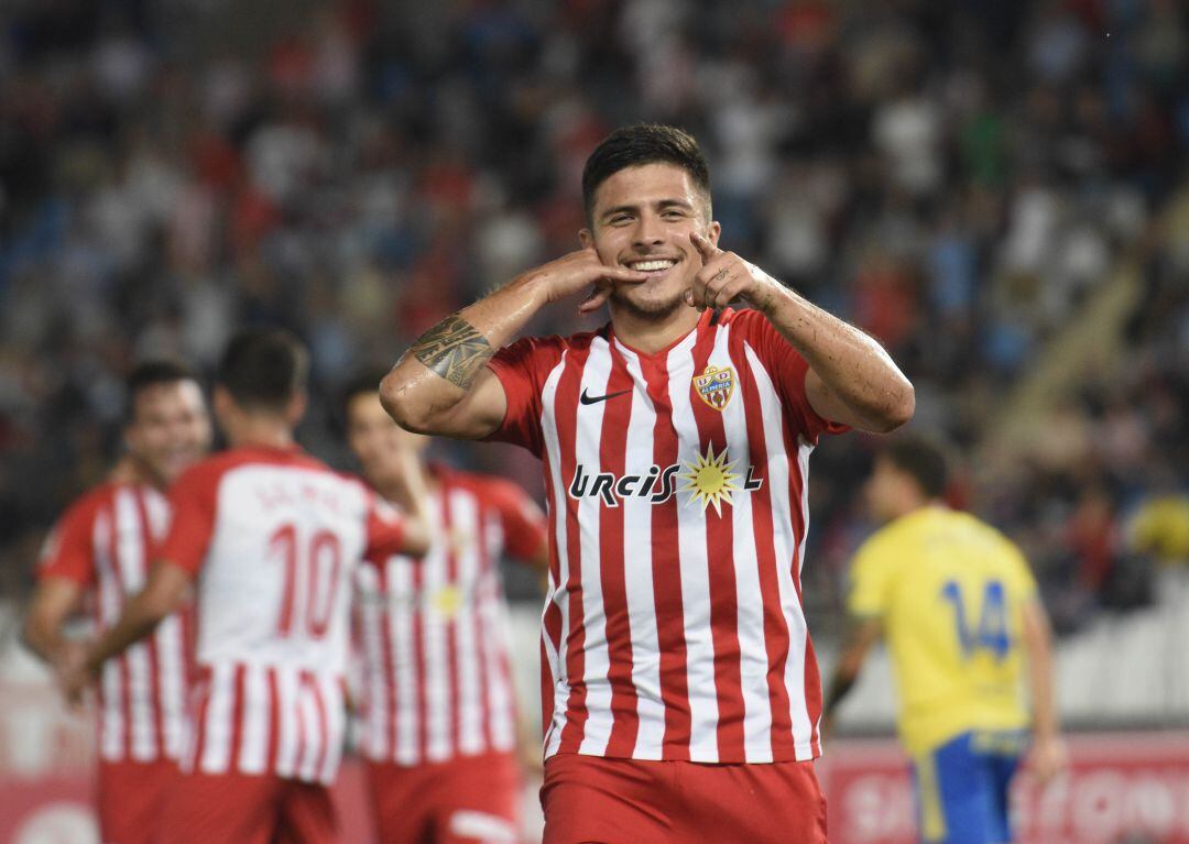 Narváez celebra su gol ante Las Palmas. 
