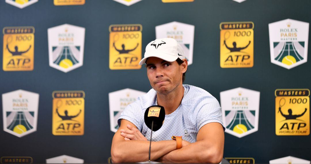 Rafa Nadal durante la rueda de prensa en la previa del Masters de París