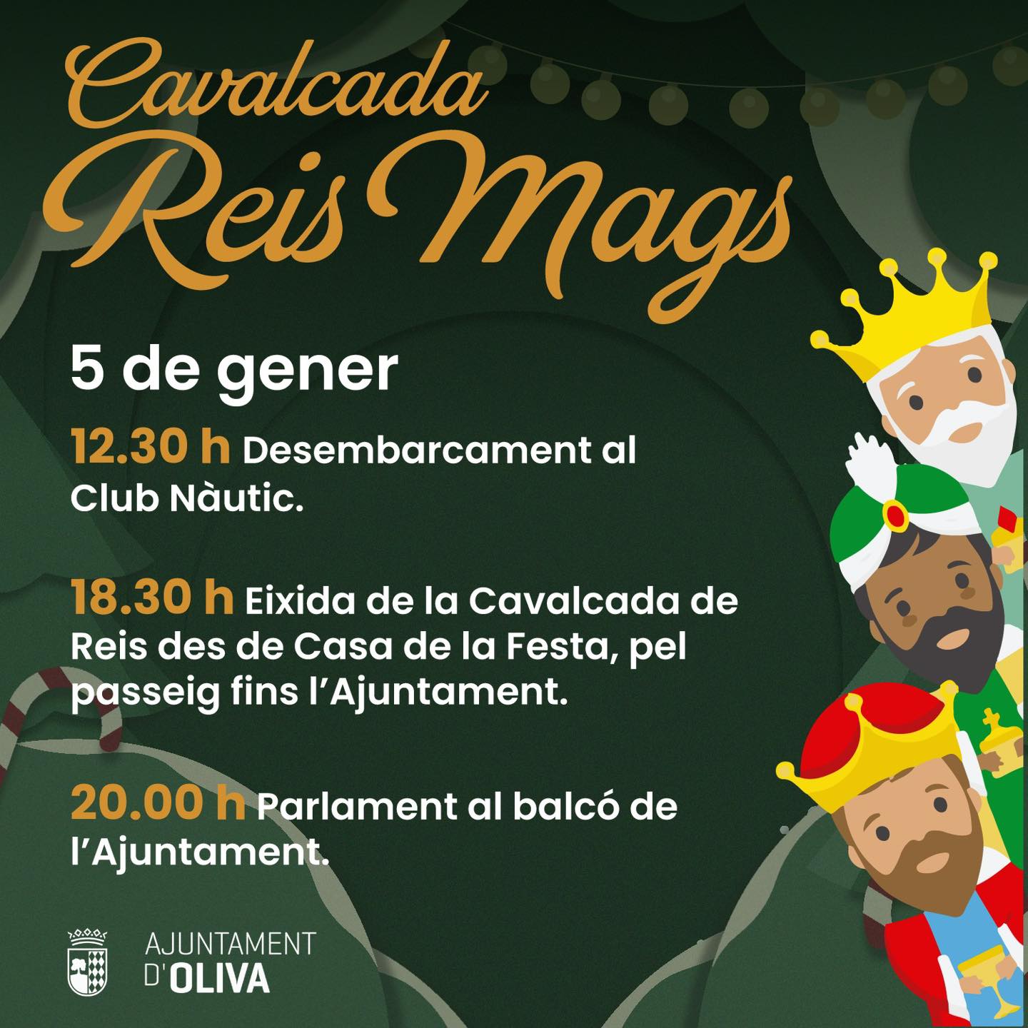 Programación de la cabalgata de los Reyes Magos en Oliva