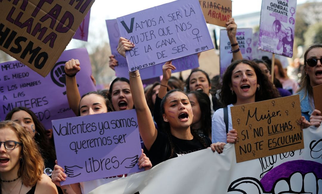 Manifestación feminista en una foto de archivo