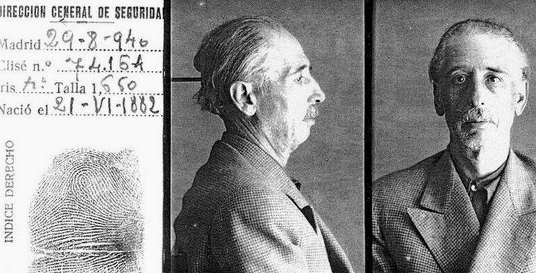 La fitxa policial del president de la Generalitat Lluís Companys