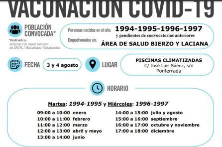 Cartel vacunación Covid-19 del Bierzo.